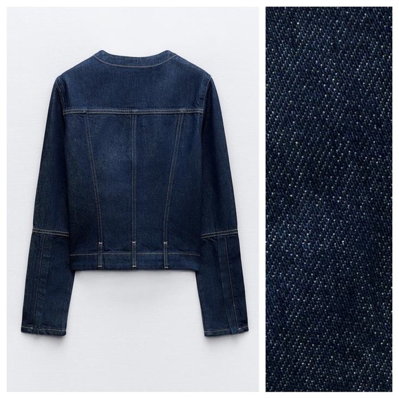 NWT. Zara TRF Dark Indigo Denim Jacket. Size M. - Picture 7 of 12